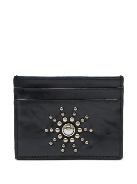 Htc Los Angeles Sun stud-embellished leather card holder Black 26SHTPF003
