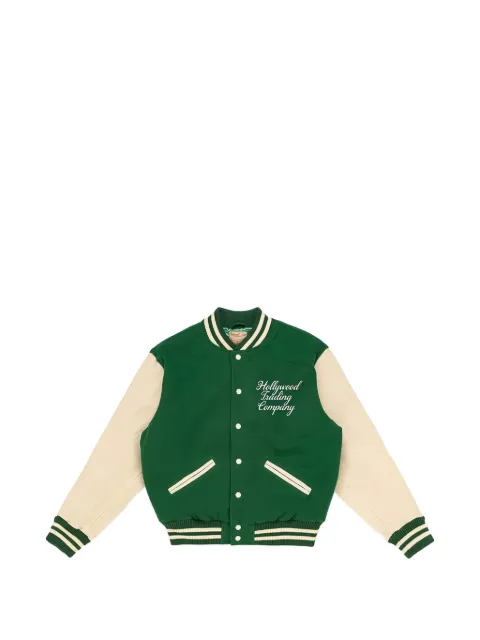 Htc Los Angeles logo-print bomber jacket Green 22SHTGI017