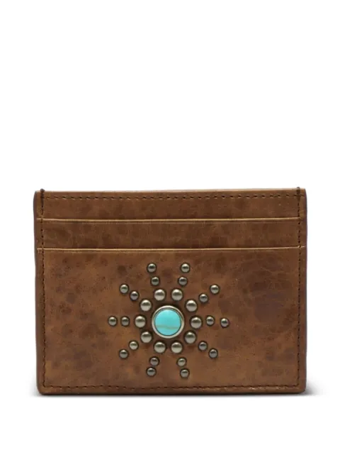 Htc Los Angeles Sun stud-embellished leather card holder Brown 26SHTPF003
