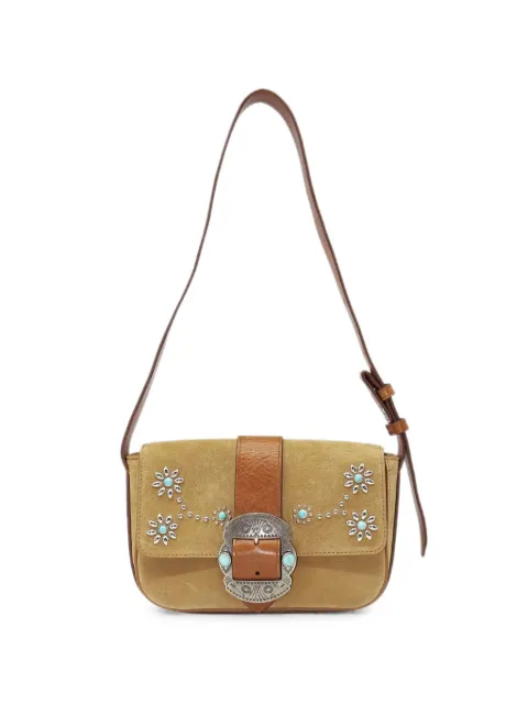 Htc Los Angeles Dolly studded suede shoulder bag Neutrals 25SHTBO015