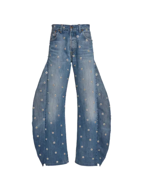 A.W.A.K.E. Mode studded side-insert jeans Blue PF26DP07DE07BLUE