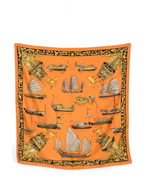 Hermès Pre-Owned 2010s Junques et Sampans scarf Orange HE450BZI