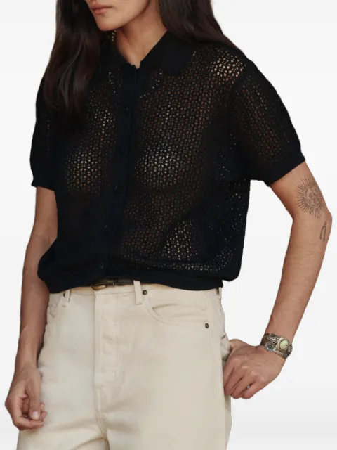 The Great. crochet short-sleeve shirt Black S584802