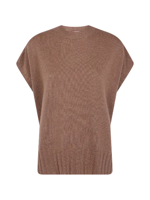 TWINSET lurex-knit sleeveless sweater Brown 262TP3510