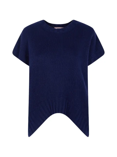 TWINSET ribbed-knit curved-hem sweater Blue 262TP3505