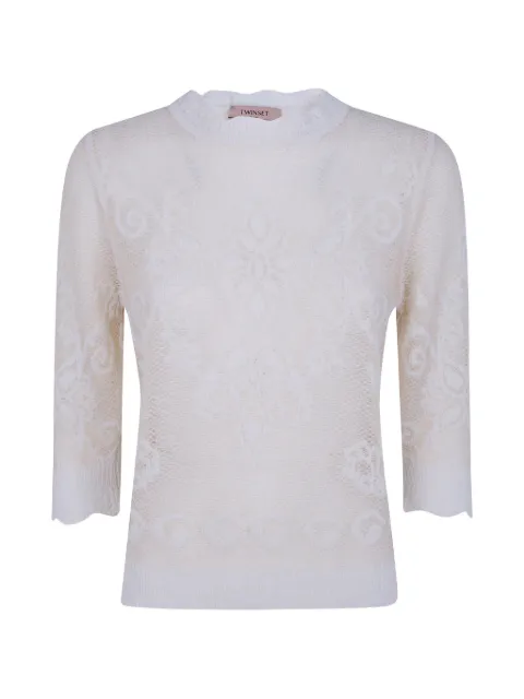 TWINSET lace-knit scalloped-edge sweater Neutrals 262TP3341