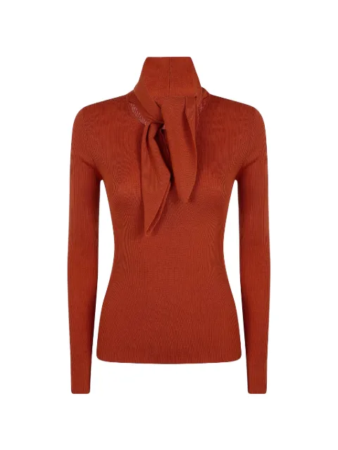 P.A.R.O.S.H. pussy-bow ribbed-knit sweater Orange D541502LONG