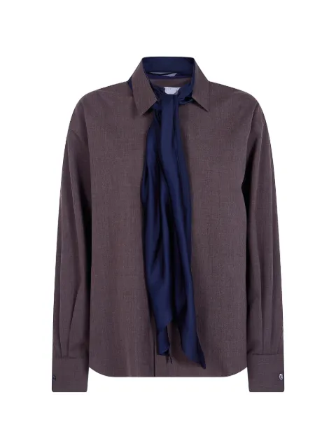 sacai pussy-bow long-sleeve shirt Brown 2608686