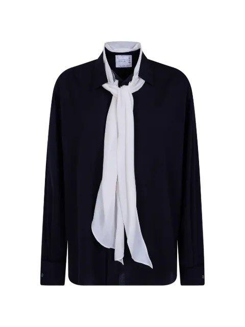 sacai tie-neck long-sleeve shirt Black 2608686