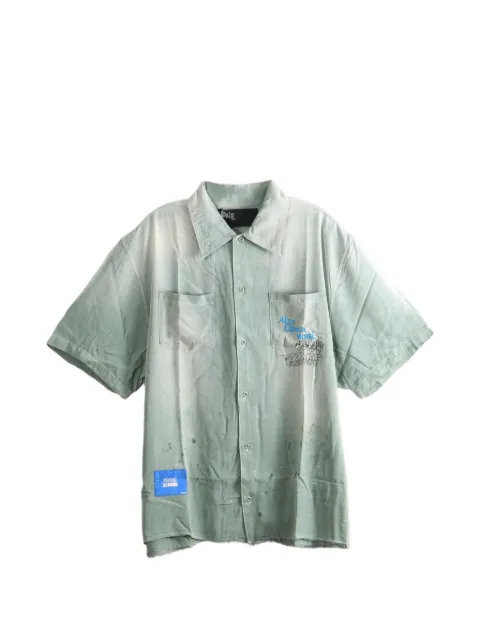 Paly graphic-print raw-cut shirt Green 10U004Q1010BLU