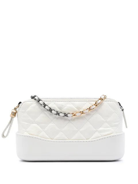 CHANEL Pre-Owned 2018-2019 Quilted Aged Calfskin Gabrielle Clutch With Chain crossbody bag White X3V6ZN1NJF2HPKTQ