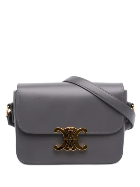 Celine Pre-Owned 2024 Teen Shiny Calfskin Triomphe crossbody bag Grey JZK0L4804R6TED5H