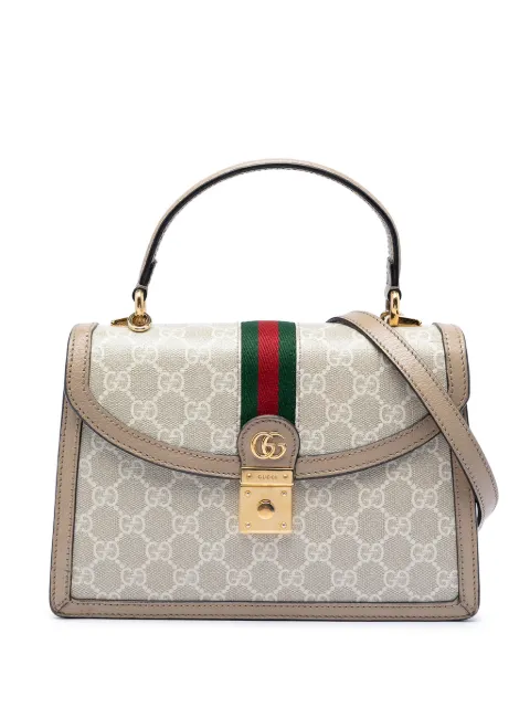 Gucci Pre-Owned 2016-2026 Small GG Canvas Web Ophidia Top Handle Flap satchel Neutrals JLYYWOJQCY1B0QAU