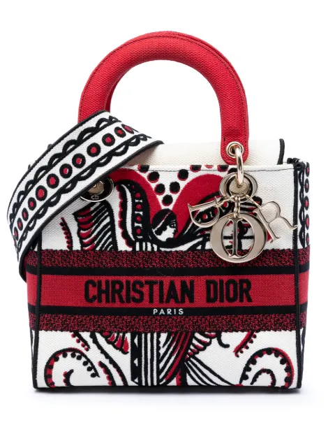 Christian Dior Pre-Owned 2021 Medium Embroidered Canvas Cupidon Lady D Lite satchel White UTV8T55EA1HIKSF3