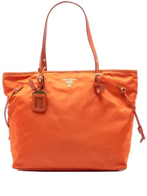 Prada Pre-Owned 2010-2026 Saffiano Trimmed Tessuto tote bag Orange IZ5S5FCSPLI4OT28