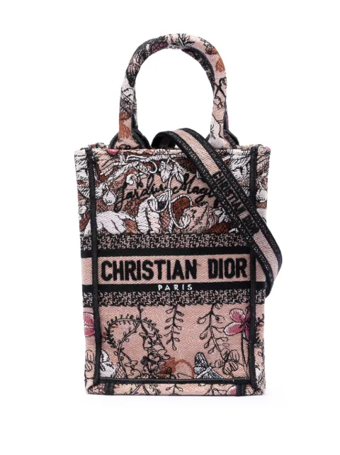 Christian Dior Pre-Owned 2022 Mini Embroidered Canvas Jardin Magique Vertical Book Tote satchel Pink U18HRY1IH3Q42L1Q