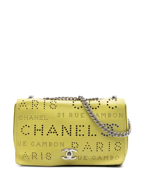 CHANEL Pre-Owned 2019 Perforated Calfskin Logo Eyelet Flap crossbody bag Yellow SUDV1MBE5OETPJGT