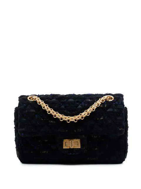 CHANEL Pre-Owned 2020 Quilted Tweed Reissue 2.55 Single Flap 224 shoulder bag Black F70KGDUB22XUU36T