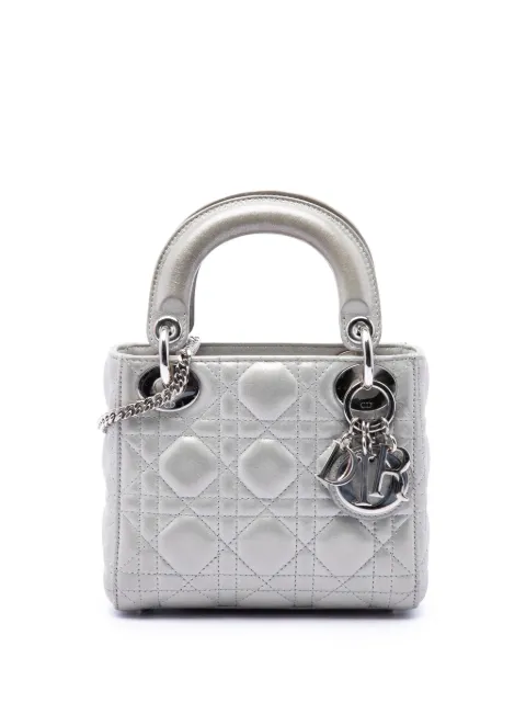 Christian Dior Pre-Owned 2016 Mini Iridescent Lambskin Cannage Lady Dior satchel Silver DD9WNNQCFMNBI7NW