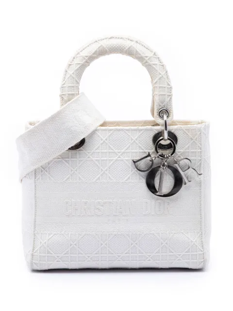 Christian Dior Pre-Owned 2020 Medium Canvas Cannage Lady D Lite satchel White S9WSUGW769J9VN1B