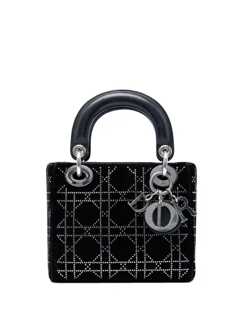 Christian Dior Pre-Owned 2011 Mini Satin Cannage Crystal Embellished Lady Dior satchel Black BZHWYS41OD6WM7GR