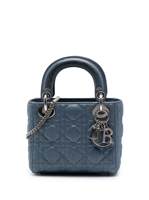 Christian Dior Pre-Owned 2015 Mini Iridescent Lambskin Cannage Lady Dior satchel Blue RF7OA8RV106HYU25