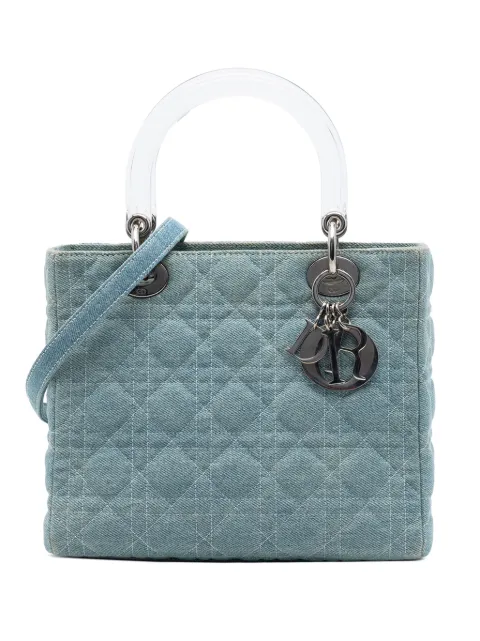 Christian Dior Pre-Owned 1999 Medium Denim Cannage Acrylic Handles Lady Dior satchel Blue BHKQ7OK9JICBQJM5