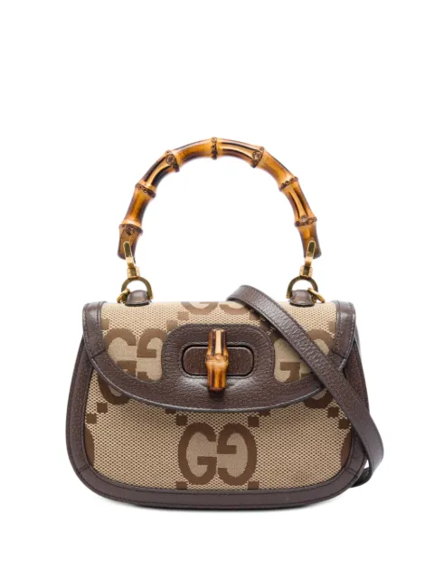 Gucci Pre-Owned 2016-2026 Small Jumbo GG Canvas Bamboo 1947 Top Handle Bag satchel Neutrals QXT92PVC3XFUHSTG