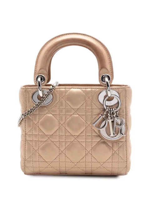 Christian Dior Pre-Owned 2015 Mini Iridescent Lambskin Cannage Lady Dior satchel Gold 8MNKXAN5QIB2IKUM