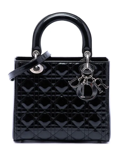 Christian Dior Pre-Owned 2010 Medium Patent Cannage Lady Dior satchel Black 7VK5T2NVE9DCRLTW