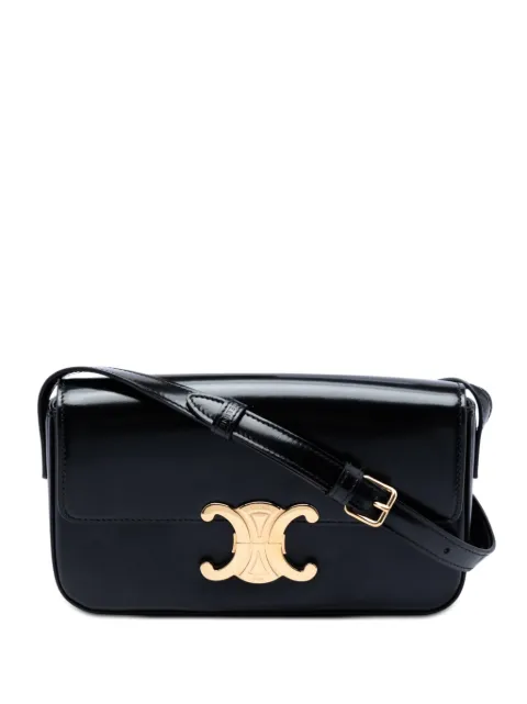 Celine Pre-Owned 2022 Shiny Calfskin Triomphe Claude shoulder bag Black P3V3WWZCAGWDJV12