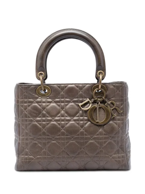 Christian Dior Pre-Owned 2007 Medium Metallic Lambskin Cannage Lady Dior satchel Brown 6K2LRH6TIMELC13A