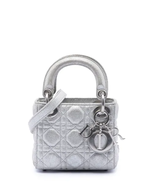 Christian Dior Pre-Owned 2019 Micro Metallic Calfskin Cannage Lady Dior satchel Silver NSQYR5YCKQS1A0JF
