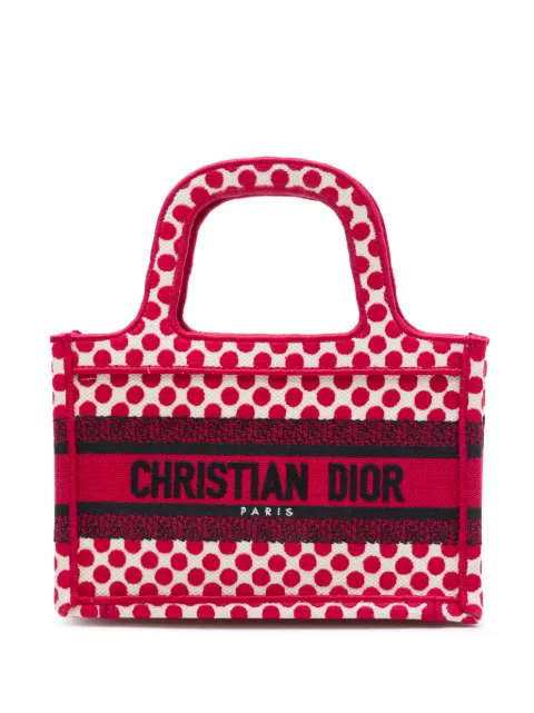 Christian Dior Pre-Owned 2020 DiorAmour Mini Embroidered Canvas Dots Book tote bag Red 5AP49ZF69XRU2L8P