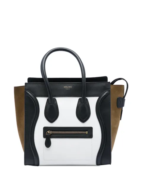 Celine Pre-Owned 2021 Micro Tricolor Calfskin and Suede Luggage tote bag Multicolour 4XX4JOI763CUKRK6