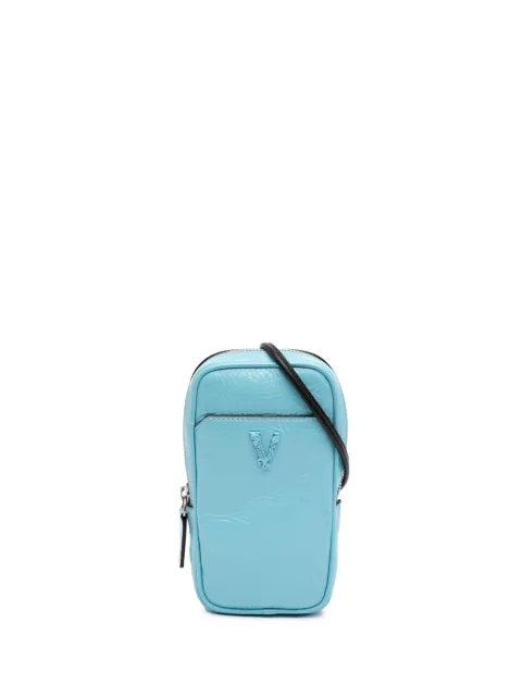 Versace Pre-Owned 2019 Textured Leather Virtus Neck Pouch crossbody bag Blue N1XQPCE8P770NUDN