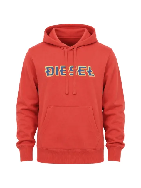 Diesel logo-print brushed-cotton hoodie Red A16963RIAJH42A
