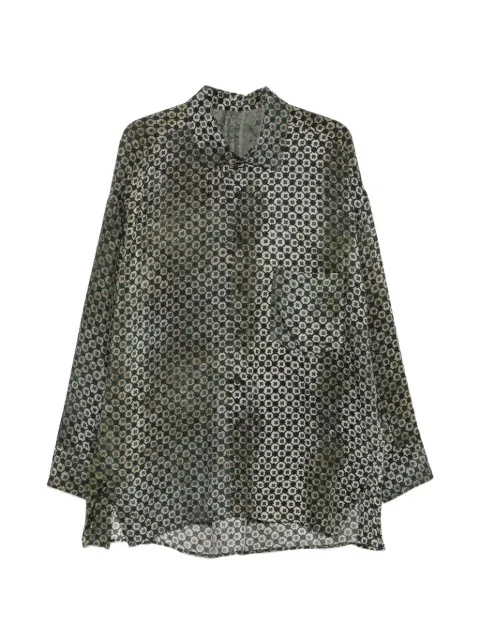 Ziggy Chen geometric-print long-sleeve shirt Green OM2620714