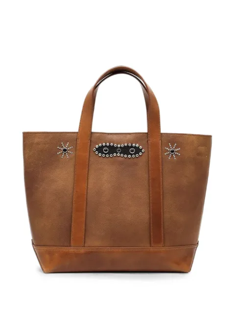 Htc Los Angeles small stud-embellished leather shopper bag Brown 25SHTBO034