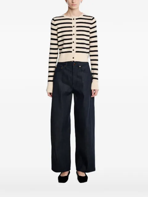Maria McManus striped fringe-trim cardigan Neutrals KN00315RYCIVBLS