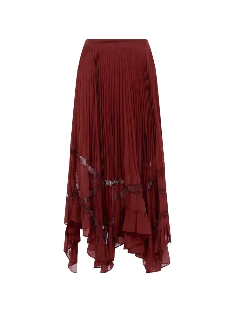 TWINSET pleated lace-trim midi skirt Red 262TP2692