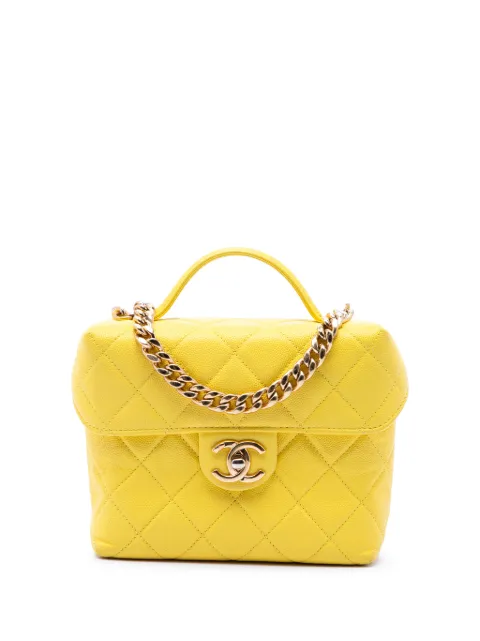 CHANEL Pre-Owned 2021-2026 Quilted Caviar Handy Box Vanity Case with Chain satchel Yellow KT57S9TLIGUFO2HS