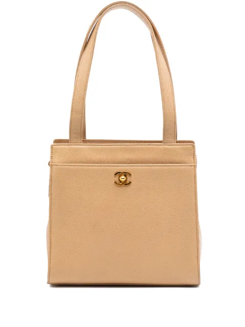 CHANEL Pre-Owned 1997-1999 CC Caviar Turn Lock tote bag Neutrals X8TY706WODNTETX3