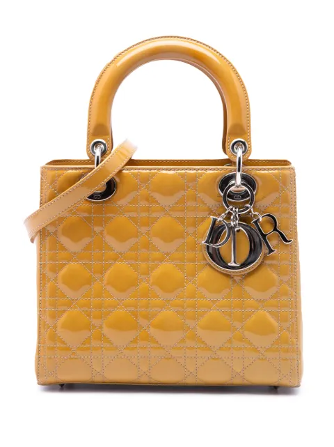 Christian Dior Pre-Owned 2012 Medium Patent Cannage Lady Dior satchel Yellow WW2Q97BSN3FXYWMH