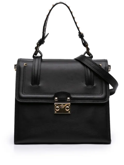 Valentino Garavani Pre-Owned 2000-2017 Leather Rockstud Cabana satchel Black VAQMQQY3GO5660ZY