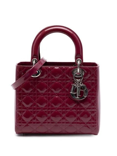 Christian Dior Pre-Owned 2012 Medium Patent Cannage Lady Dior satchel Red V7KVZJ11OE239DIF