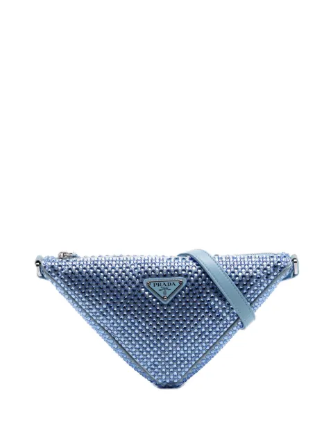 Prada Pre-Owned 2013-2026 Satin Crystal Embellished Triangle shoulder bag Blue UXIHGDXDA1TI05MI