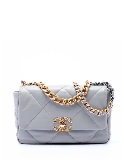 CHANEL Pre-Owned 2019 Medium Lambskin 19 Flap satchel Grey ISXS3AU97B95C226