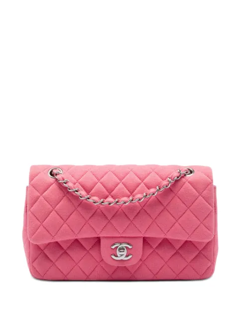 CHANEL Pre-Owned 2014 Medium Classic Jersey Double Flap shoulder bag Pink IIELZJ4WTP0ZHK40