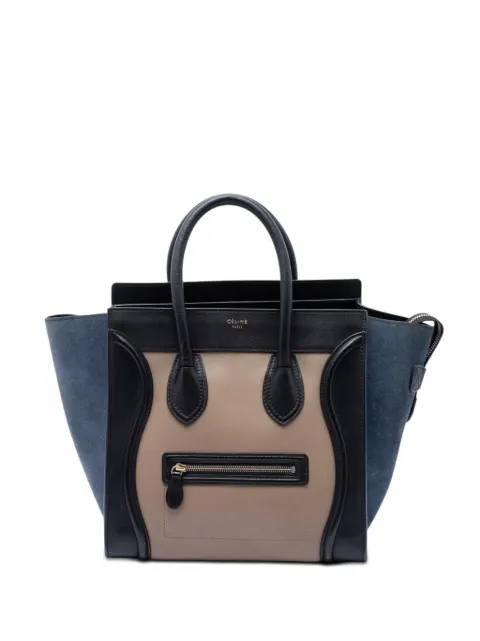 Celine Pre-Owned 2012 Mini Tricolor Calfskin and Suede Luggage tote bag Brown HT4034599YFH85U8